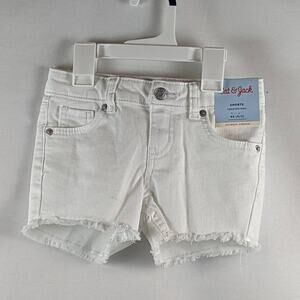 Jean Shorts Cat & Jack White XS 4/5 Casual Frayed Cutoff‎ Hem Fly Button Zipper